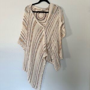 ANTHROPOLOGIE Boho Knit Poncho Shawl Cardigann Sweater MOTH OS